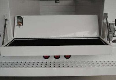 Reading’s new Redi-Gate for its Classic II service body offers over a cubic foot of storage inside the tailgate.