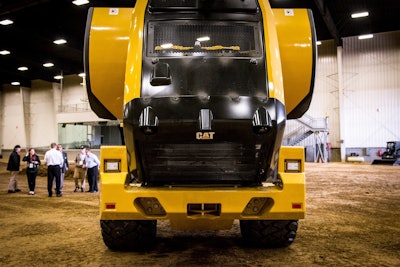 The 2016 update to Cat’s M Series wheel loaders brings new, more durable hood and fender designs. Photo by Wayne Grayson