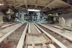 A drone flown by the WSDOT approaches the Bertha tunnel-boring machine during a fight inside the incomplete SR99 tunnel.