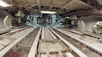 A drone flown by the WSDOT approaches the Bertha tunnel-boring machine during a fight inside the incomplete SR99 tunnel.