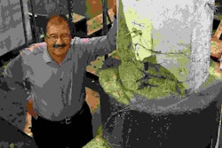 Pantelides and a damaged bridge column repaired with his “donut” method. The donut features a lining made of carbon fiber and is stronger than concrete and steel. Photo credit: University of Utah