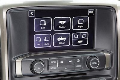 GMC Accessories offers a trailering camera system, produced by Echomaster, for 2014-2016 model year Sierras. The system is fully integrated with the Sierra infotainment system, providing images from up to four cameras on the center display.