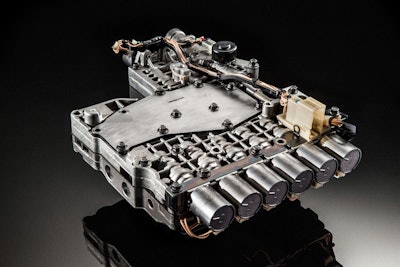 The electrohydraulic valve body assembly contributes to quick shift times of the new 10 speed automatic transmission.