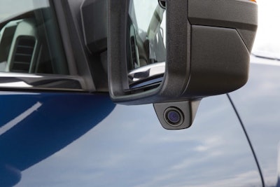 Side-view cameras are installed in the truck’s mirrors.