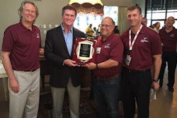 Pictured (from left): Kevin Groeneweg, Mobile Barriers, and president of ARTBA’s Traffic Safety Industry Division (TSID); Bryce Anderson, Ennis-Flint; Brook Jerzyk, Orafol, and TSID Awards Committee co-chairman; and Eric Hedman, 3M, and TSID Awards Committee co-chairman. (Image: ARTBA)