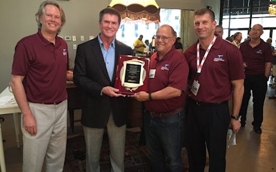 Pictured (from left): Kevin Groeneweg, Mobile Barriers, and president of ARTBA’s Traffic Safety Industry Division (TSID); Bryce Anderson, Ennis-Flint; Brook Jerzyk, Orafol, and TSID Awards Committee co-chairman; and Eric Hedman, 3M, and TSID Awards Committee co-chairman. (Image: ARTBA)