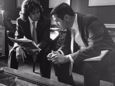 Azizinamini (left) discusses accelerated bridge construction on Capitol Hill. Photo: FIU News.