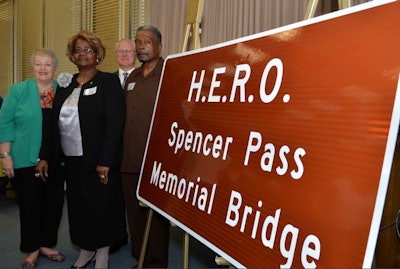 Left to right: State Senator Nan Orrock, District 36, Pass’ mother Barbara Pass, GDOT Commissioner Russell McMurry, and Pass’ father Edward Pass.
