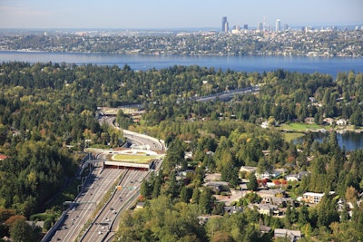 Washington State DOT’s winning project that involved replacing a bridge and adding high occupancy vehicle lanes on Route 520 across Lake Washington, east of Seattle.