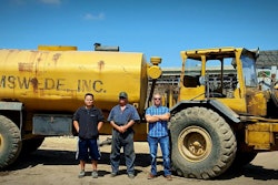 Amswede Corp. owner Tomy Stenvall (center) with his 1968 Volvo DR861.