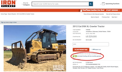 IronPlanet instant financing