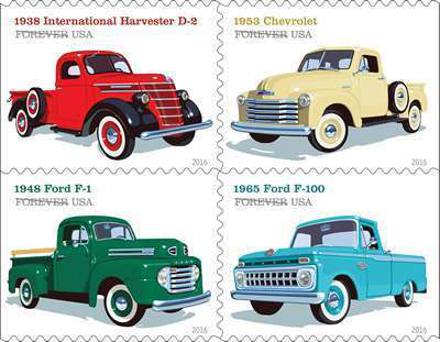Postage stamp trucks