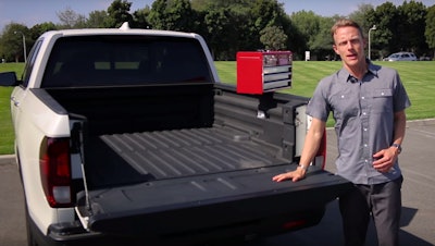 Citing requests, Honda opted to perform a tool box drop test on the composite bed of its 2017 Honda Ridgeline.