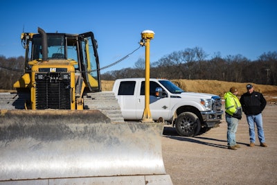 Porchetta talks with site supervisor Bucky Moore on a jobsite in South Brunswick, New Jersey.