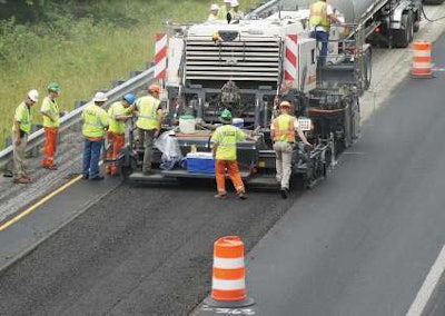 Crews cold-in-place recycle a lane of I-81 in Virginia.