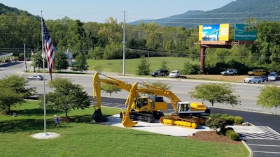 Komatsu PC490 and PC400 excavators, which are manufactured at the company’s Chattanooga Manufacturing Operation, are seen outside the plant.