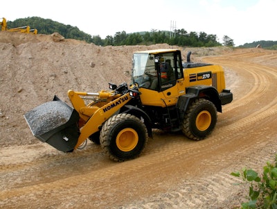 The Komatsu WA270-8, one of the top new wheel loaders financed in the first quarter.