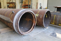 These open-ended pipe piles, about 100-feet long and two feet in diameter, will be used to test a type of bridge pile often seen in offshore applications, research that could help reduce the cost of bridge building or replacement of aging spans. Purdue University photo/Erin Easterling)
