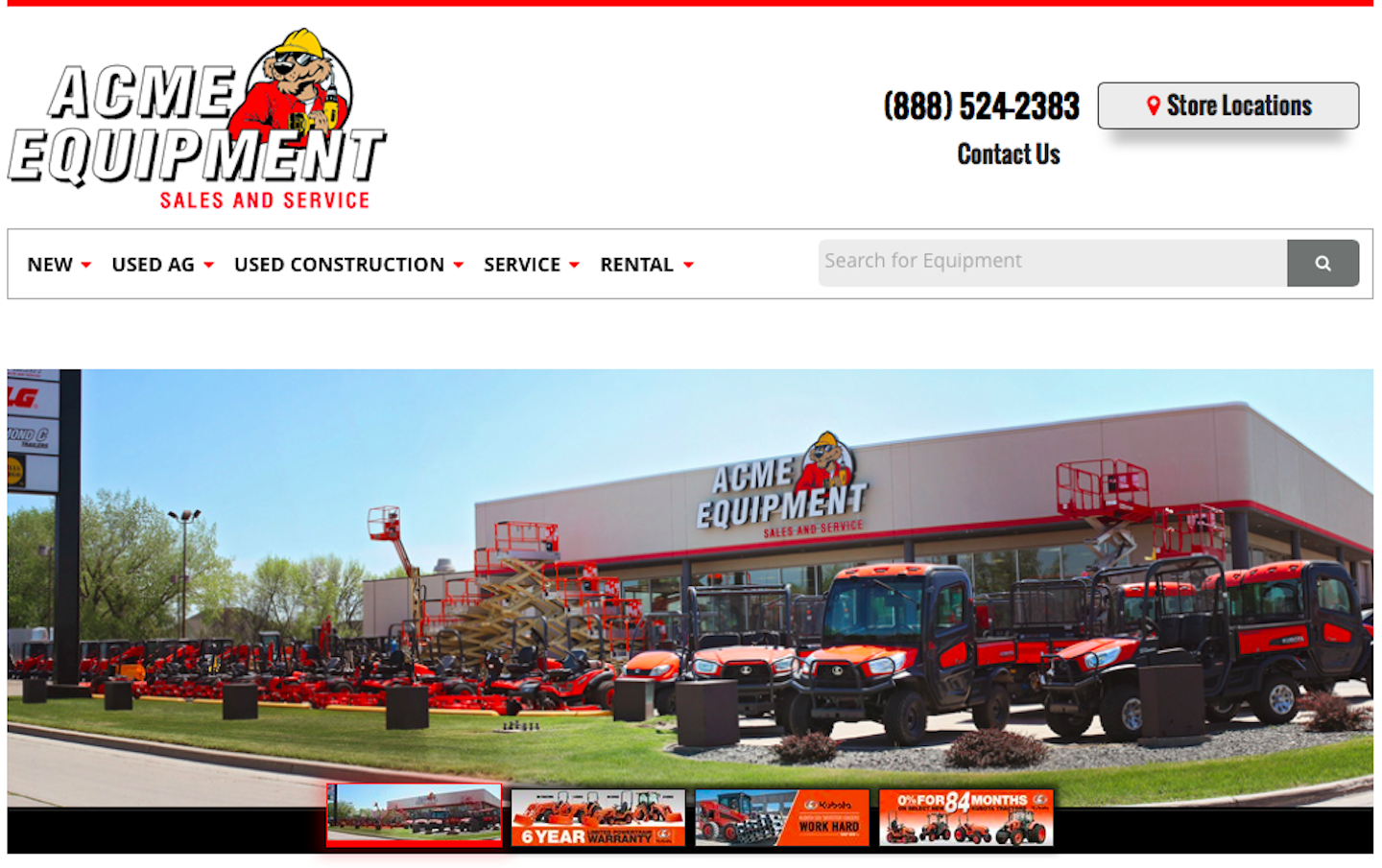 Acme Equipment launches new website featuring equipment