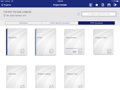 Project documents, which reflect as-is updates and work-in-progress stored in SharePoint (PPCC) are accessible from the app