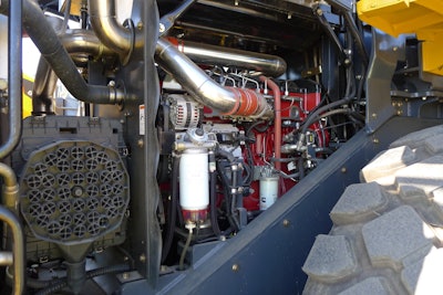 The larger wheel loaders run on Cummins engines. The smaller models use Perkins.