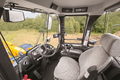 The new ROPS certified cabs add legroom and feature a large, multi-function monitor and improved visibility.