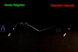 IIHS headlight test compares the top-scoring 2017 Honda Ridgeline to the most poorly lit pickup, the 2016 Chevrolet Colorado.