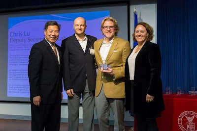 Nick Laperle and Jeremie Voix receive first place award.