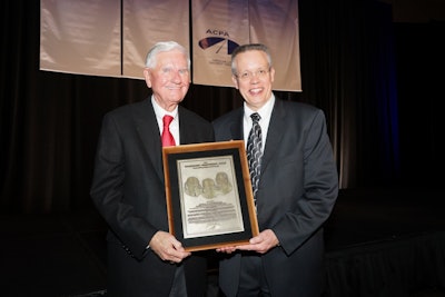 ACPA President and CEO Jerry Voigt (right) presents the association’s 2016 Hartmann-Hirschman-Egan Award to James D. Pitcock Jr., owner, chairman and CEO of Williams Brothers Construction Company.