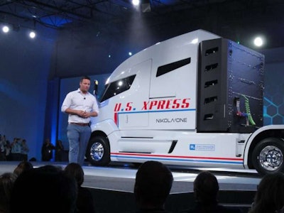 Trevor Milton, founder of Nikola Motor Company, unveiled the Nikola One at company headquarters in Salt Lake City.