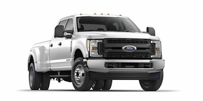 Josh Morris’ F-350 dual-rear-wheel configuration is built for serious towing and hauling with a fifth-wheel and gooseneck hitch prep package, BoxLink and LED box lighting.
