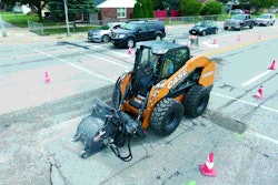 The SV340 skid steer is the largest-ever Case skid steer, beefed up to run high-flow attachments, such as this cold planer, with ease.