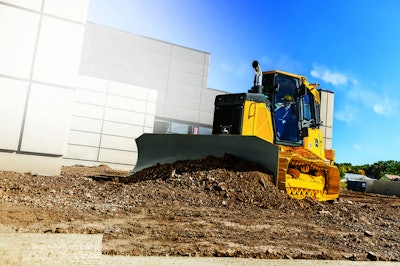 John Deere 650K crawler dozer features 104-horsepower Tier 4 Final engine and seven undercarriage rollers with 92 inches of track on the ground