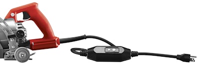 A GFCI switch is built into the power cord to prevent accidental shocks or short circuits when working in wet environments.