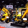 Rental Show 2017 attendees check out the JCB booth. Photo: Chris Hill