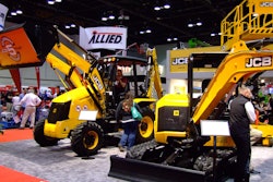 Rental Show 2017 attendees check out the JCB booth. Photo: Chris Hill
