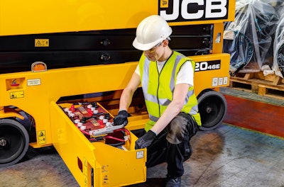 JCB says its new Access product range has a “high degree of parts commonality.” Pictured: S2046E scissor lift