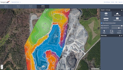 An example of Kespry’s cloud-generated survey data for mine planning.