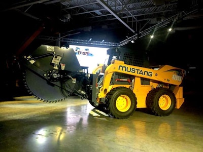 The Mustang 4200V features stronger braced lift arm design with chrome cylinder rods.