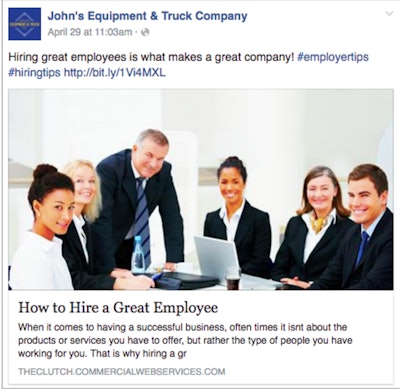 Your posts don’t have to be construction related. Give them general business information.