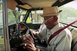 109-year-old Richard Overton of Austin, Texas enjoys driving his 91-year-old girlfriend to church in his Ford F-100 Custom pickup.
