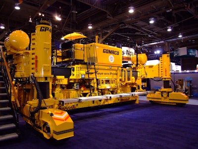 The GP4 features full-steer tracks and slew drives on the pivot arms to help make the paver easy to transport.