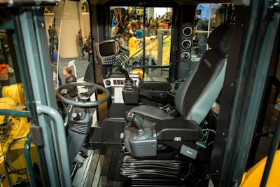 A look inside the cab of the HL975 at ConExpo 2017. Photo: Wayne Grayson