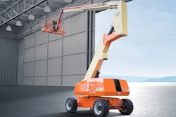 The platform on JLG’s hybrid H800AJ Boom Lift can rise 80 feet and hold up to 500 pounds.