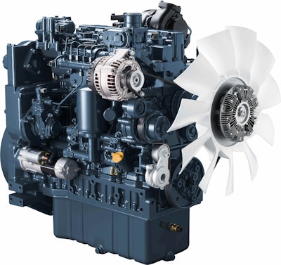 No longer a maker of engines for compact equipment, Kubota’s V5009 engine pulls 211 horsepower out of four cylinders and five-liters displacement.