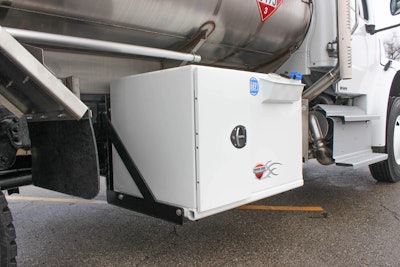 The new stainless steel DEF Saddle Tank from Thunder Creek Equipment comes in 60- and 120-gallon capacities and fits on a truck’s frame rails.