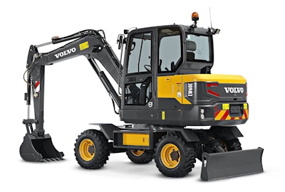 Volvo’s EW60E wheeled excavator has 12 percent more power and is 10 percent more fuel efficient.