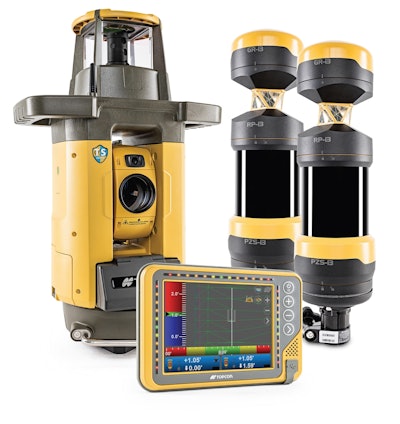 The ZPS system for concrete pavers integrates multiple robotic total station components into one. Photo: Topcon