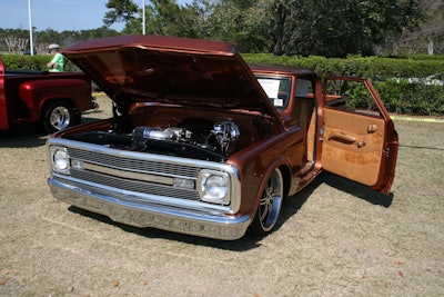 A 1969 Chevy C10 with suicide doors is up for sale. Owner Bill Rhodes of Rhodes Motorsports in Lynn Haven, Fla. said this head-turner came from a Mecum auction. It features a fuel injected V8, A/C, power windows, air suspension and more. Asking $27,000. Call 850-867-7812 for more information. Check out more photos of it below.