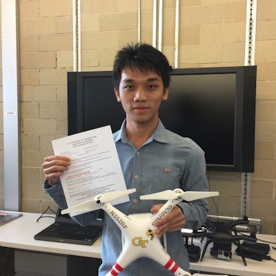 CONECTech student Tso-An Chang with his FAA drone pilot certification. Photo: Ga. Tech
